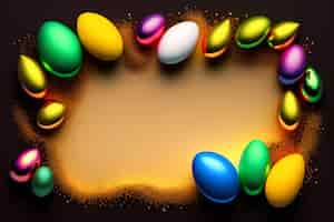 Free photo colorful easter eggs on a black background