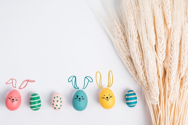 Colorful easter eggs on white background