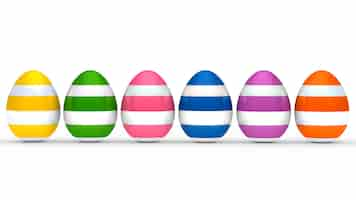 Free photo colorful eggs with white lines in a row