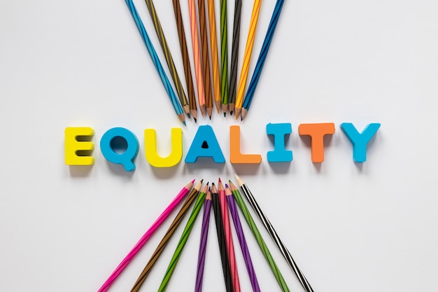 Colorful equality lettering with pencils