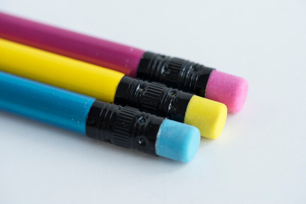 Colorful eraser isolated on whtie background