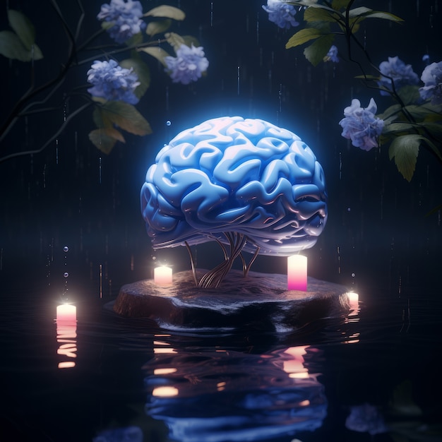 Красочное фантастическое изображение мозга