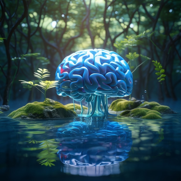 Colorful fantastical depiction of the brain