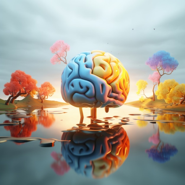 Free photo colorful fantastical depiction of the brain