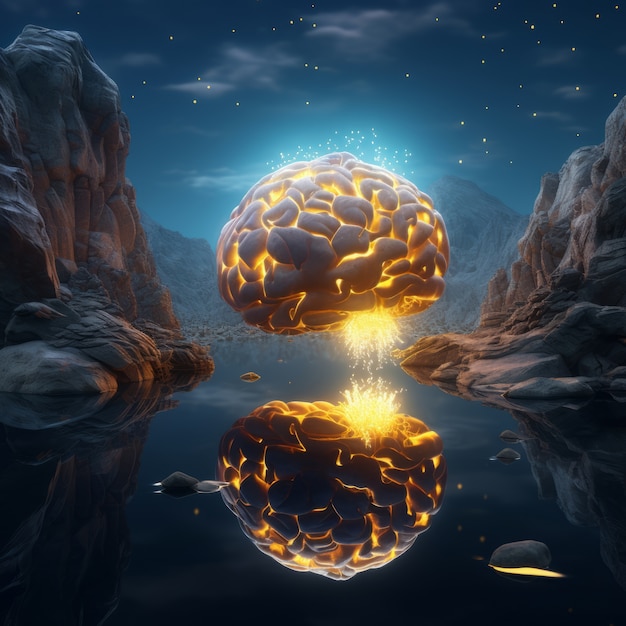 Красочное фантастическое изображение мозга