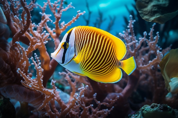 Free photo colorful fish swimming underwater