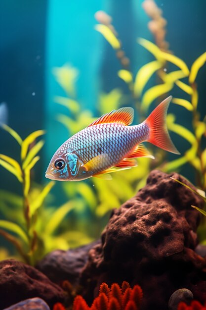 Free photo colorful fish swimming underwater