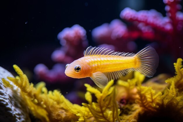 水中を泳ぐカラフルな魚