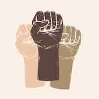 Free photo colorful fists illustration equality campaign blm movement social media post