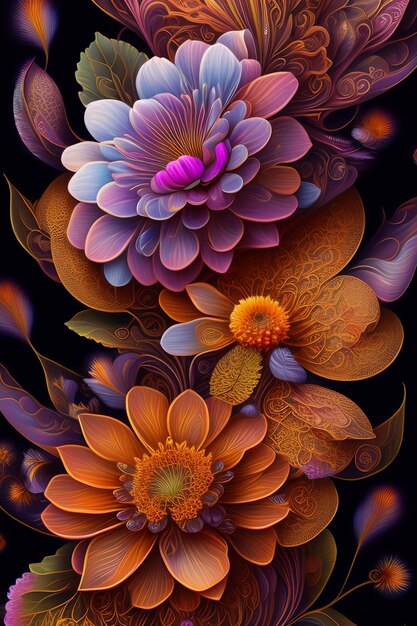 A colorful floral background with a black background and a black background.