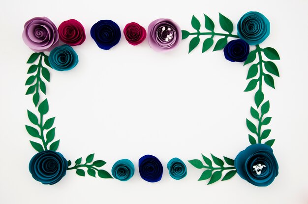 Colorful floral frame made out of paper