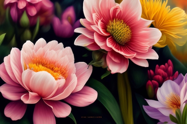 Foto gratuita un fiore colorato con uno sfondo viola