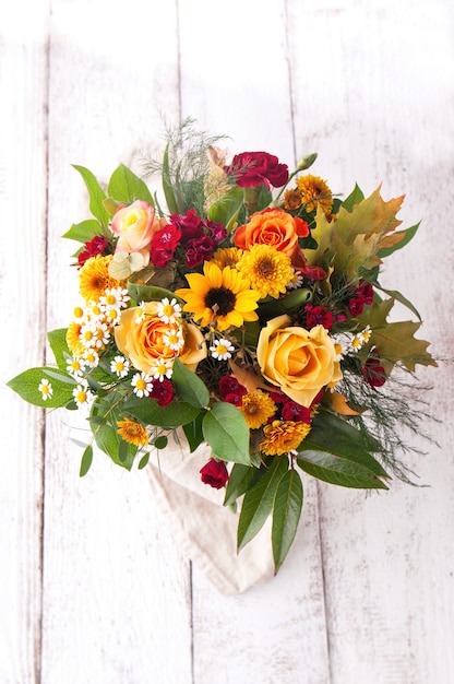 Colorful flowers in a vase