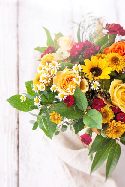 Colorful flowers in a vase