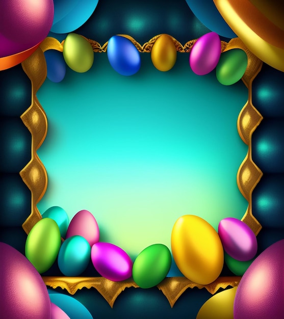 Free photo a colorful frame with a frame of colorful eggs in the center.