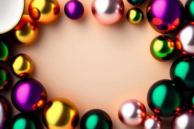 A colorful frame with a lot of balls on it