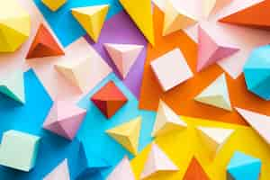 Free photo colorful geometric paper object pack