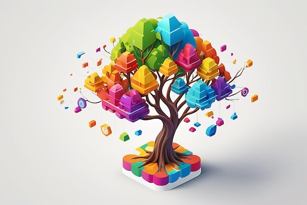 Free photo colorful geometric tree