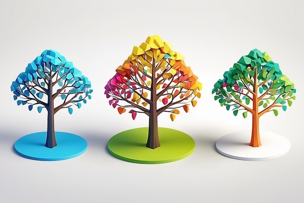 무료 사진 다채로운 기하학적 나무