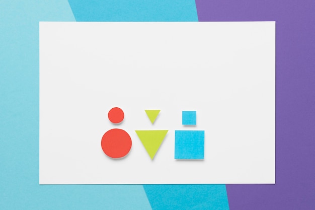 Colorful geometrical shapes on a white card