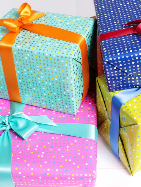 Colorful gifts with decorative bow