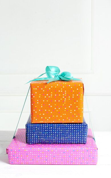 Colorful gifts with decorative bow