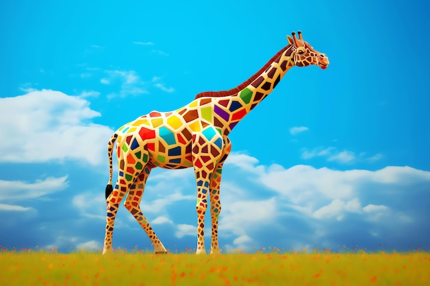 Free photo colorful giraffe ai generated