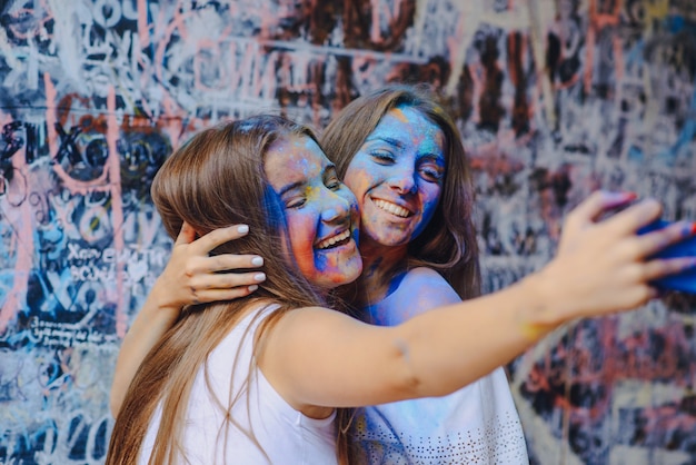 colorful hair mobile youth portrait