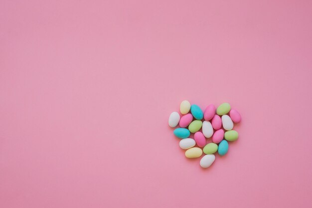 Colorful heart made of candies