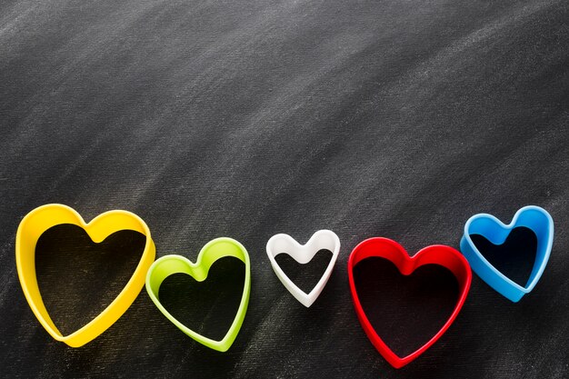 Colorful heart shapes with copy space