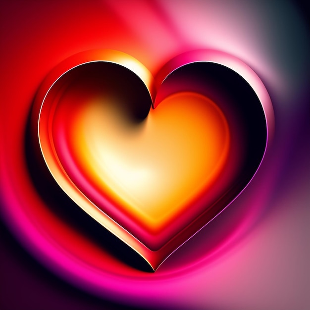 A colorful heart with a pink heart in the middle.