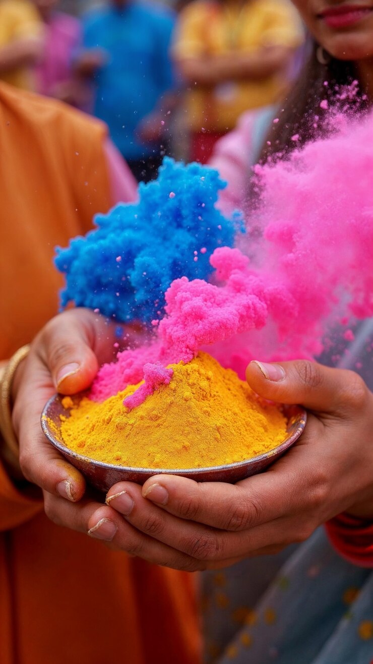 Free Photo colorful holi powder in bowls