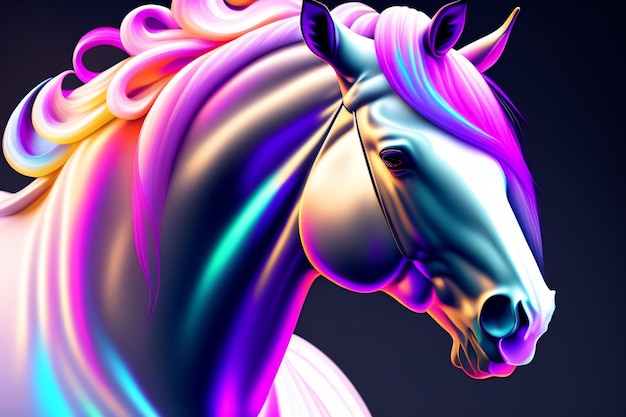 Foto gratuita un cavallo colorato con una criniera rosa