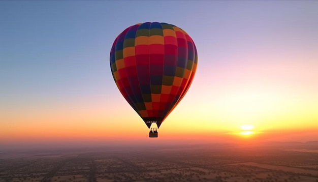 Free photo colorful hot air balloon glides mid air offering adventurous transportation generated by ai