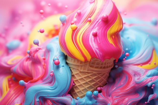 Foto gratuita fondi colorati di gelato gocciolante gustoso rinfrescante