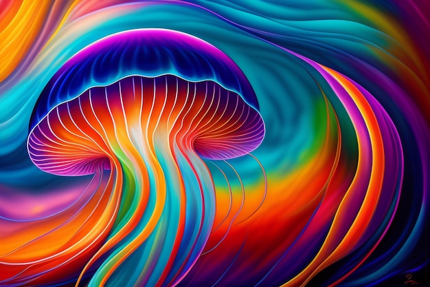 A colorful illustration of a jellyfish