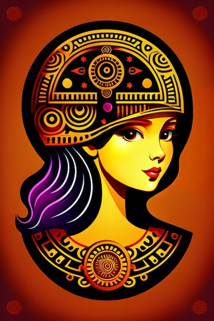 Free photo a colorful illustration of a woman wearing a hat.