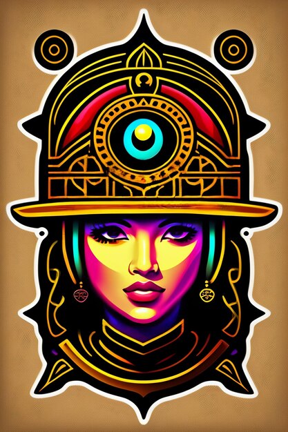 A colorful illustration of a woman wearing a helmet.