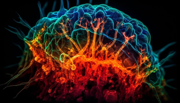 Free Photo a colorful image of a brain with the word brain on it