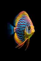 Бесплатное фото Цветные рыбы с сложными рисунками на черном фоне