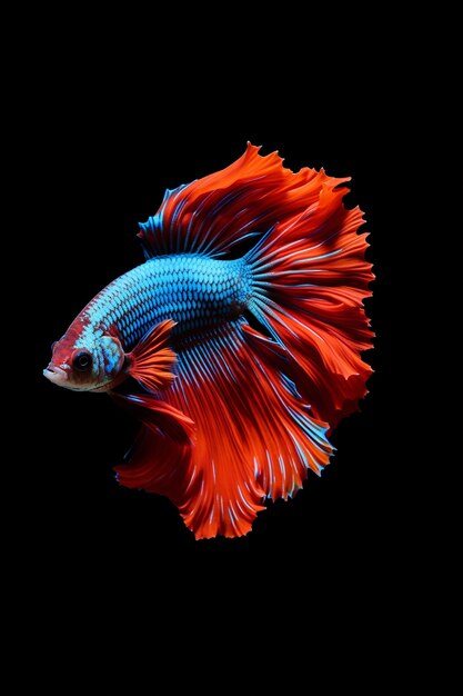Colorful intricate patterned fish with black background
