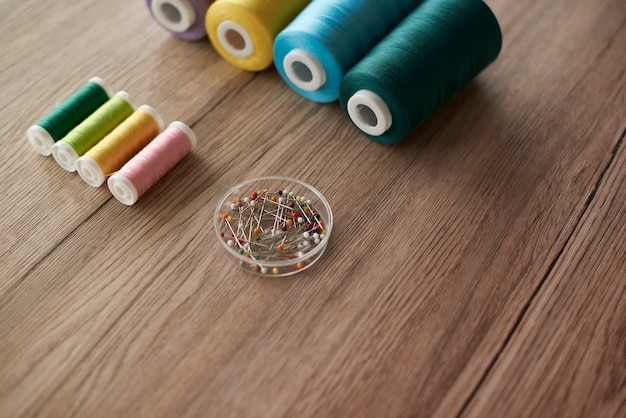 Colorful items on tailor's table