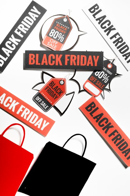 Colorful labels with Black Friday signs