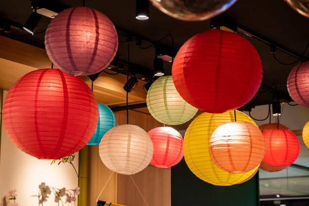 colorful lantern lamp in cafe