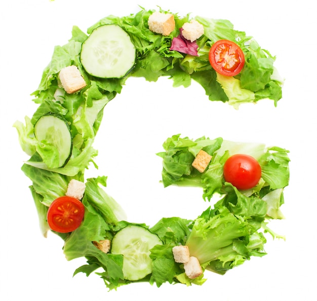 Colorful letter g with vegetables