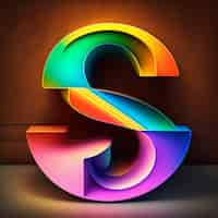 Free photo a colorful letter s is displayed against a brown wall.