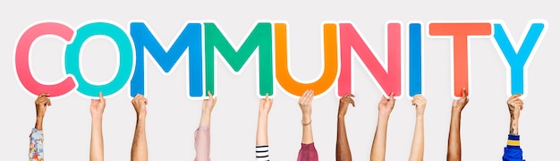 Colorful letters forming the word community