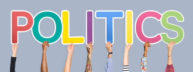 Colorful letters forming the word politics