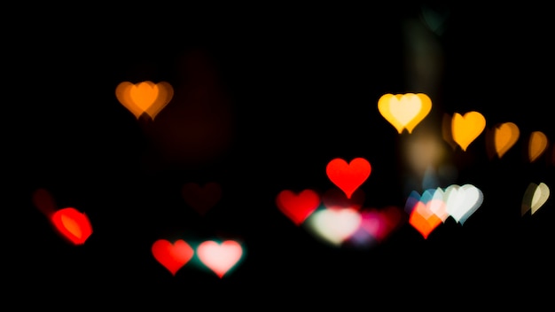 Colorful lights background with hearts