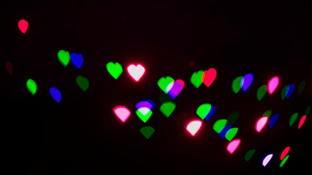 Colorful lights background with hearts